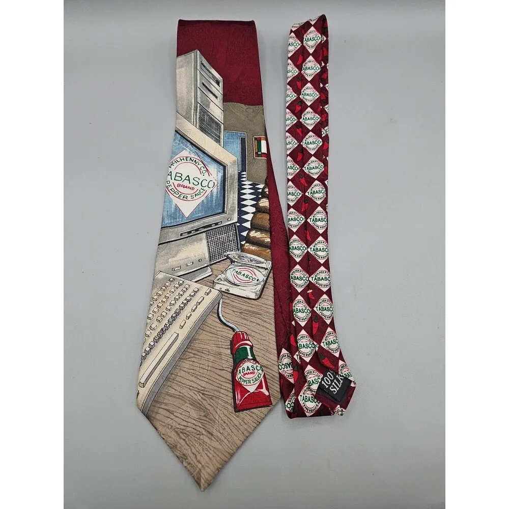 Tabasco Neck Tie Computer Design 100% Silk Seafood Louisiana CD Cajun Geek NEW